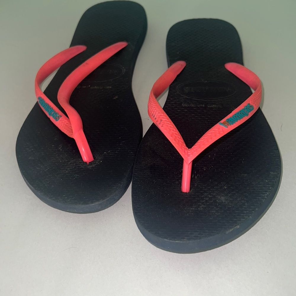 Havianas Sandals Flip Flops-pink Black 9/10